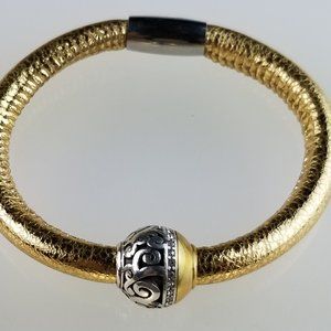 Brighton Gold Charm leather Woodstock bracelet 7.5